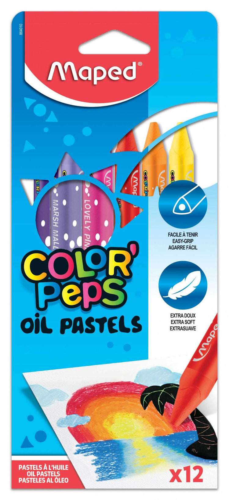 Color'Peps Oil Pastels x12 - Soft Blendable Triangular Grip