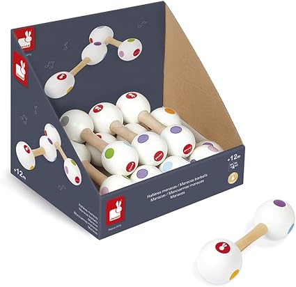 Janod Confetti Dumbbell Maracas - Easy-Grip Rhythm Toy x8