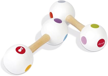 Janod Confetti Dumbbell Maracas - Easy-Grip Rhythm Toy x8