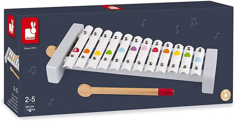 Janod Confetti Metal Xylophone - 12 Notes & 2 Wooden Sticks