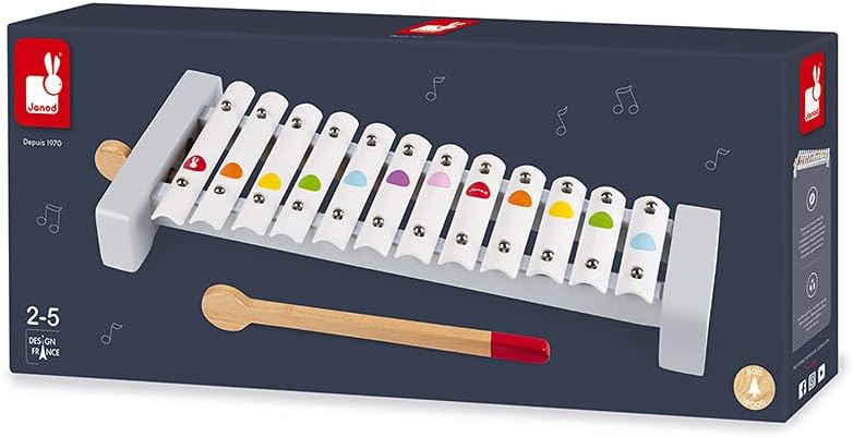 Janod Confetti Metal Xylophone - 12 Notes & 2 Wooden Sticks