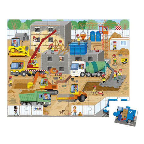 Janod Construction Site Puzzle - 36 Pieces with Model Poster