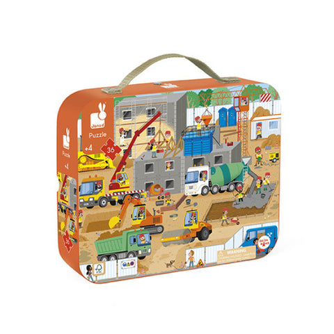 Janod Construction Site Puzzle - 36 Pieces with Model Poster