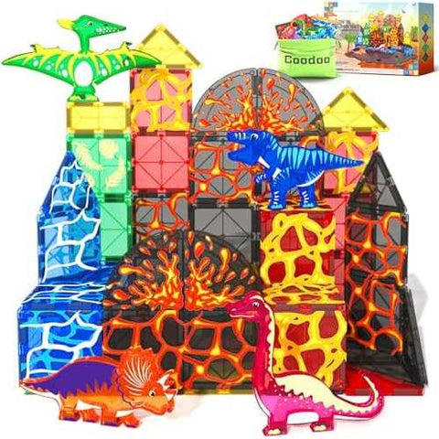 Coodoo Magnetic Tiles Lava Dinosaur World Set