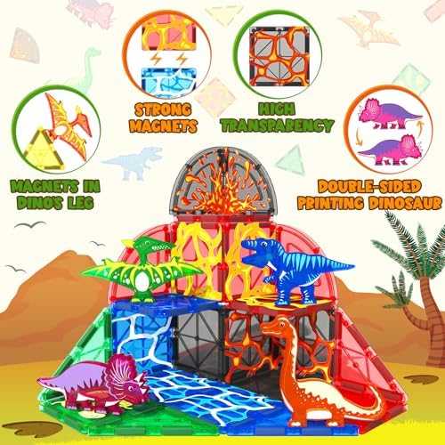 Coodoo Magnetic Tiles Lava Dinosaur World Set