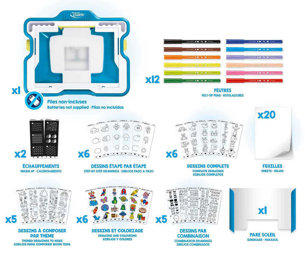 Maped Creativ Lumi Board - Portable 64-Piece Drawing Kit