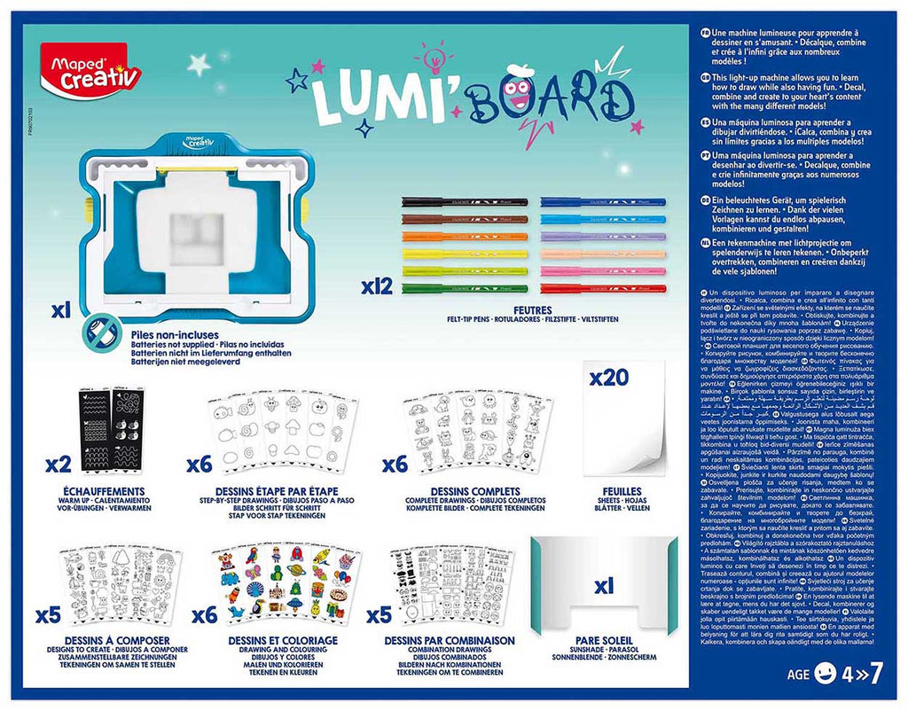 Maped Creativ Lumi Board - Portable 64-Piece Drawing Kit
