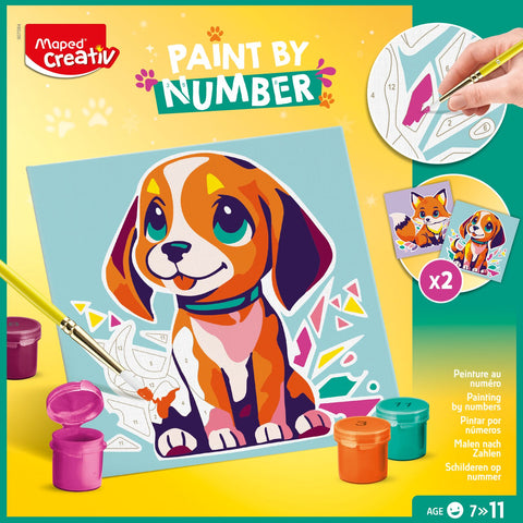 Maped Creativ Paint by Numbers Kit - Dog & Fox Framed Art