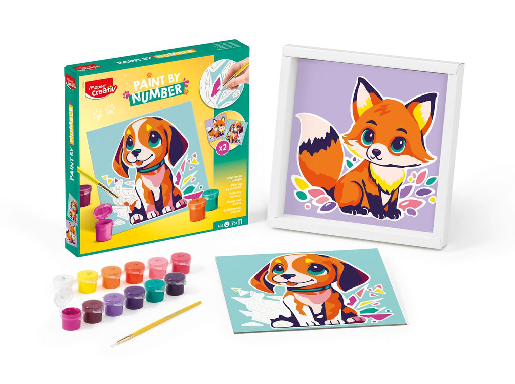 Maped Creativ Paint by Numbers Kit - Dog & Fox Framed Art