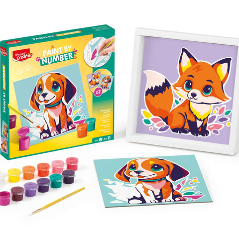 Maped Creativ Paint by Numbers Kit - Dog & Fox Framed Art