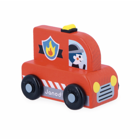 Janod Crossroads City Fire Truck Display X4 - Creative Toy That B