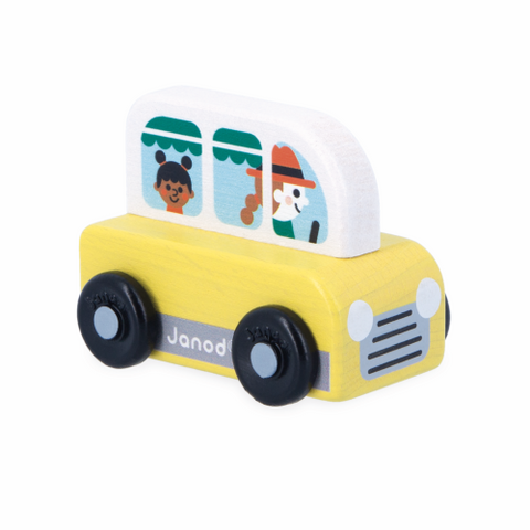 Janod Crossroads Countryside Bus Display X4 - Creative Toy That B