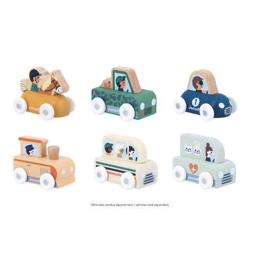 Janod White Valley Pickup Truck - Wooden Off-Road Car x4