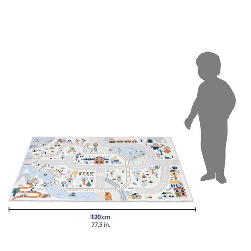 Janod Crossroads Play Mat - 47-Inch Non-Slip Valley Road