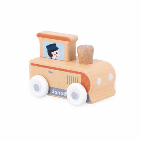 Janod White Valley Train Engine - Wooden Mountain Loco x4