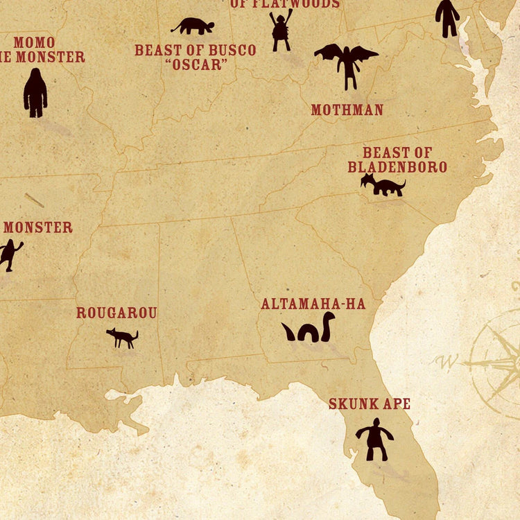 Cryptids of the USA Postcard - Mysterious Mail Art