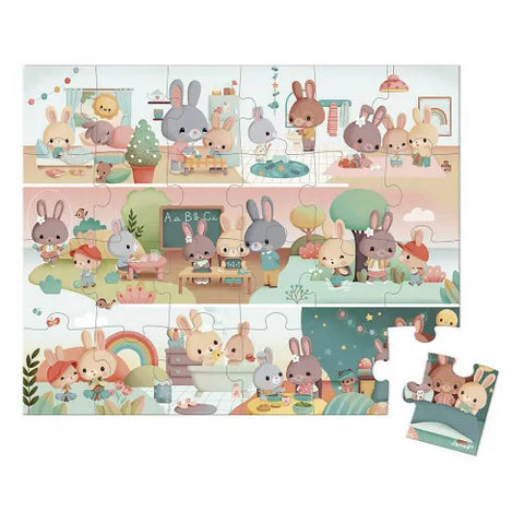 Janod Daily Rituals Puzzle - 24 Pieces in Carry Suitcase