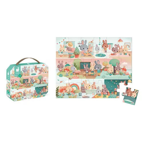 Janod Daily Rituals Puzzle - 24 Pieces in Carry Suitcase