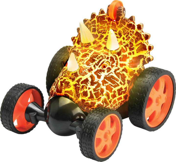 Dino Cars - LED Dinosaur RC Stunt Car with 360° Rolling Action