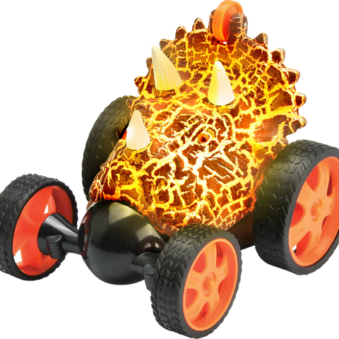 Dino Cars - LED Dinosaur RC Stunt Car with 360° Rolling Action