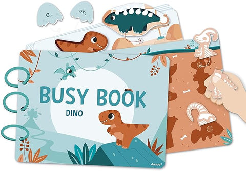 Janod Dinos Busy Activity Book - 22 Pages and 149 Pieces