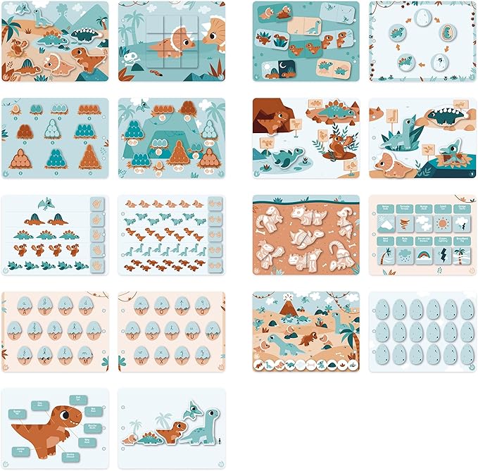 Janod Dinos Busy Activity Book - 22 Pages and 149 Pieces
