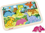 Janod Dinos Sound Peg Puzzle - 5 Wooden Pieces with Roars