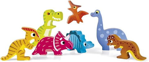 Janod Dinos Sound Peg Puzzle - 5 Wooden Pieces with Roars