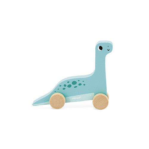 Janod Dinos Push-Along Display x6 - Rolling Wooden Dinosaurs