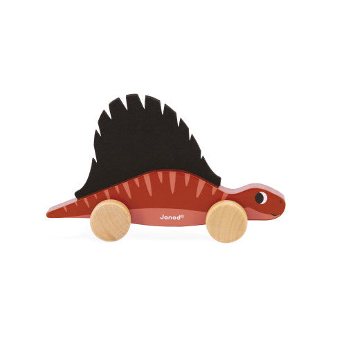 Janod Dinos Push-Along Display x6 - Rolling Wooden Dinosaurs