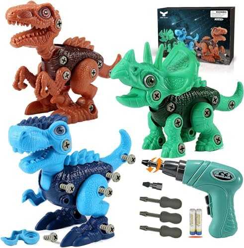 Take-Apart Dinosaur STEM Building Toy with Electric Drill