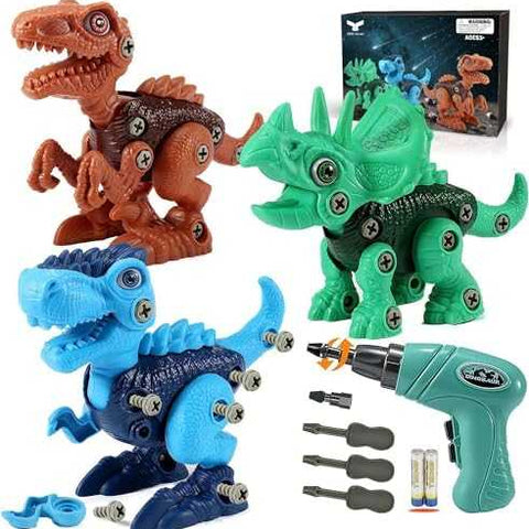 Take-Apart Dinosaur STEM Building Toy with Electric Drill