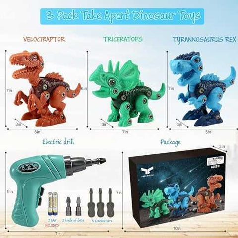 Take-Apart Dinosaur STEM Building Toy with Electric Drill