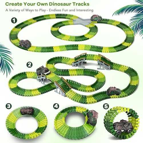 Dinosaur Flexible Race Track Playset with Cars