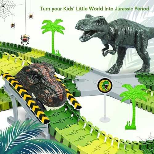 Dinosaur Flexible Race Track Playset with Cars