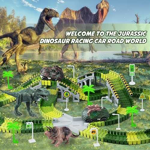 Dinosaur Flexible Race Track Playset with Cars