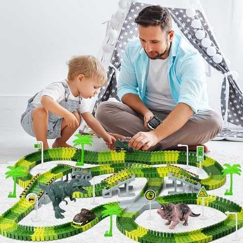 Dinosaur Flexible Race Track Playset with Cars