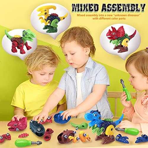 Take-Apart Dinosaur STEM Building Toy with Electric Drill - 4 Pack