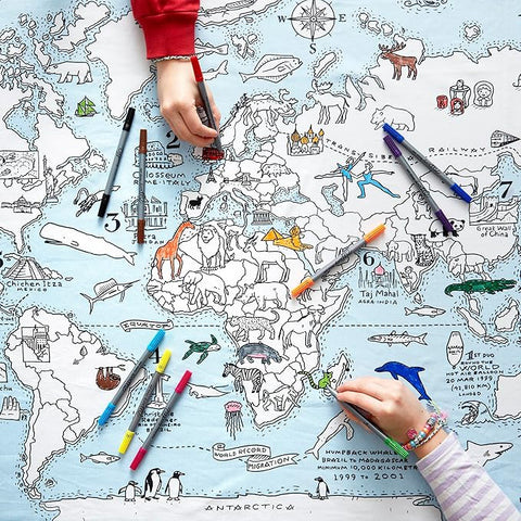 eatsleepdoodle Coloring World Map Tablecloth for Kids