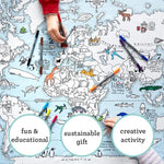 eatsleepdoodle Coloring World Map Tablecloth for Kids