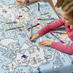 eatsleepdoodle Coloring World Map Tablecloth for Kids
