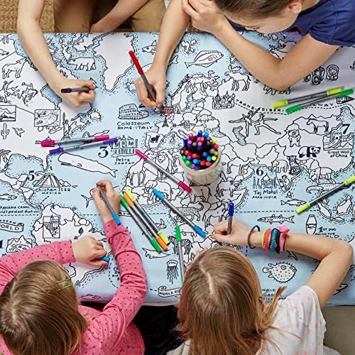 eatsleepdoodle Coloring World Map Tablecloth for Kids