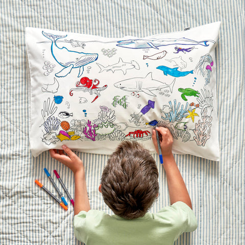 Coloring Under the Sea Pillowcase - Ocean Facts - eatsleepdoodle