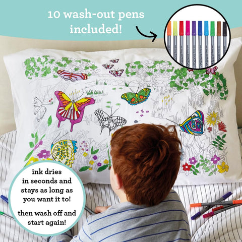 Coloring Butterfly Pillowcase - 30x20in Cotton - eatsleepdoodle