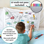 Coloring Cars Pillowcase - Trucks & Tractors - eatsleepdoodle