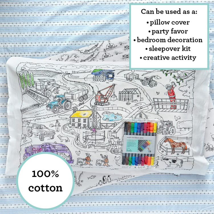 Coloring Cars Pillowcase - Trucks & Tractors - eatsleepdoodle