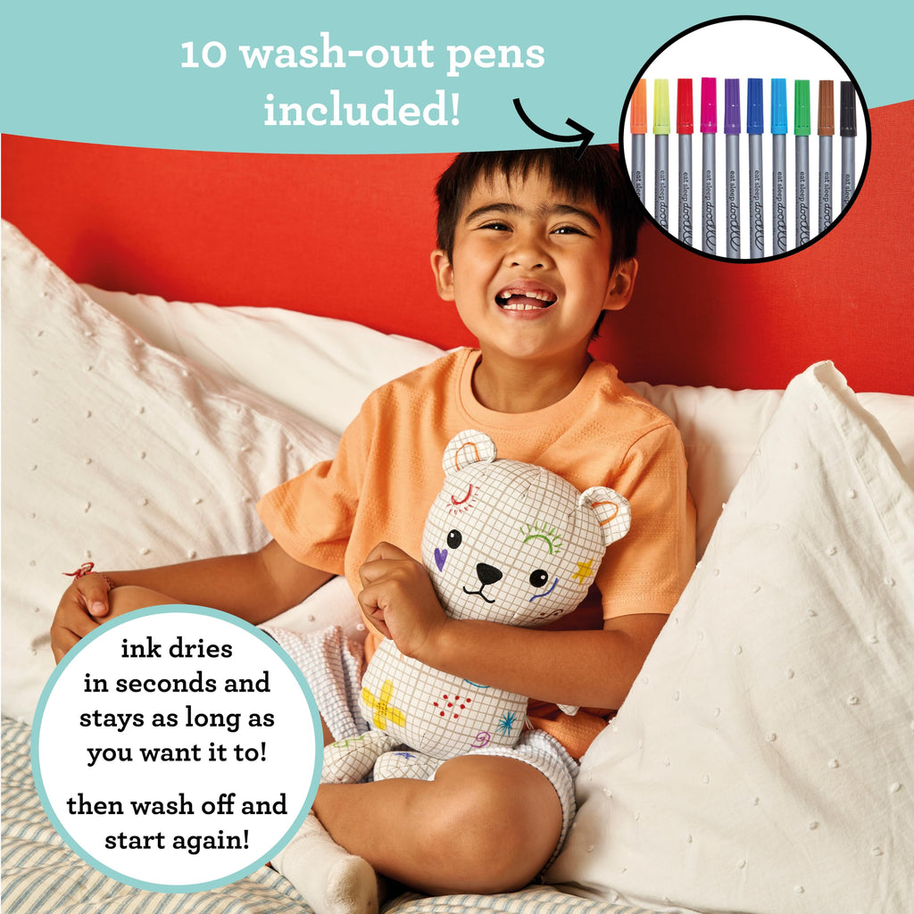 Color-In D-Bear Plush Toy - Washable Pens - eatsleepdoodle