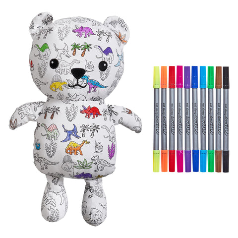 Color-In Dino-Bear Plush Toy - Washable Pens - eatsleepdoodle
