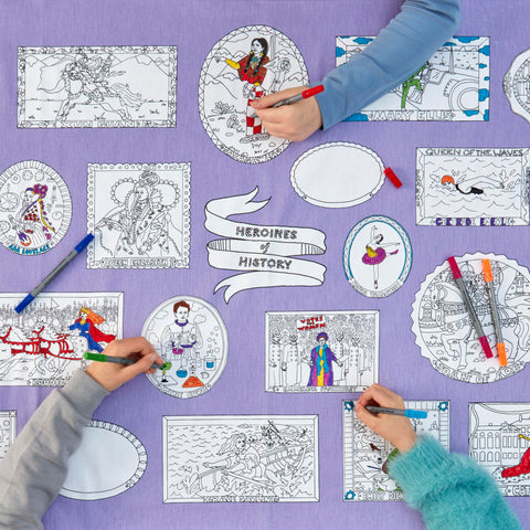 Coloring Heroines Tablecloth - 20 Historic Women - eatsleepdoodle