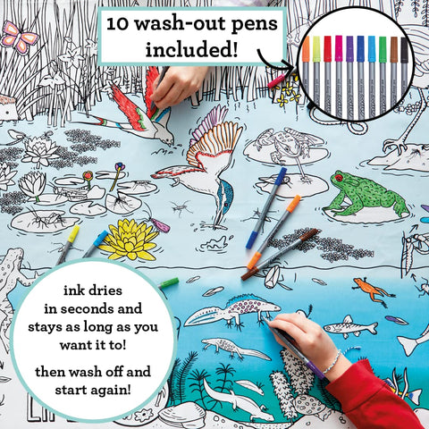Coloring Wildlife Tablecloth - Pond Life Facts - eatsleepdoodle